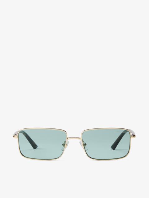 Gavin
Pale Gold and Green Metal Rectangular Sunglasses