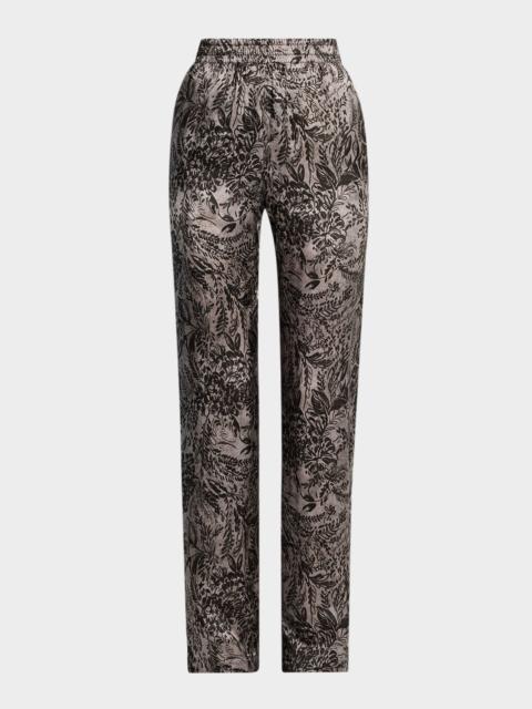 Golden Floral Viscose Twill Pants