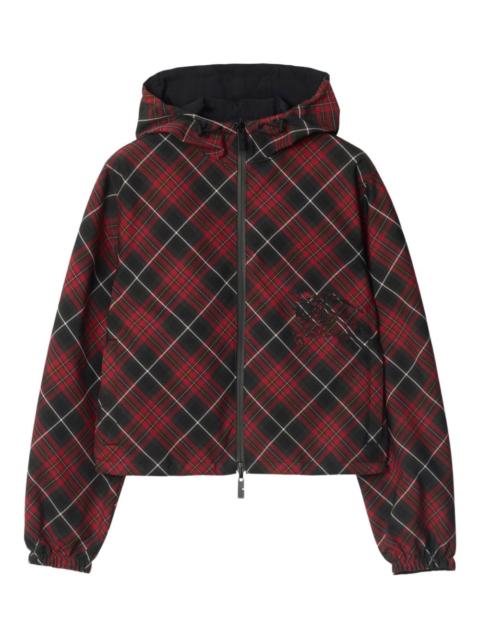 check-pattern hooded jacket