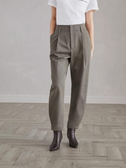 Cotton and wool cover sartorial baggy trousers with monili