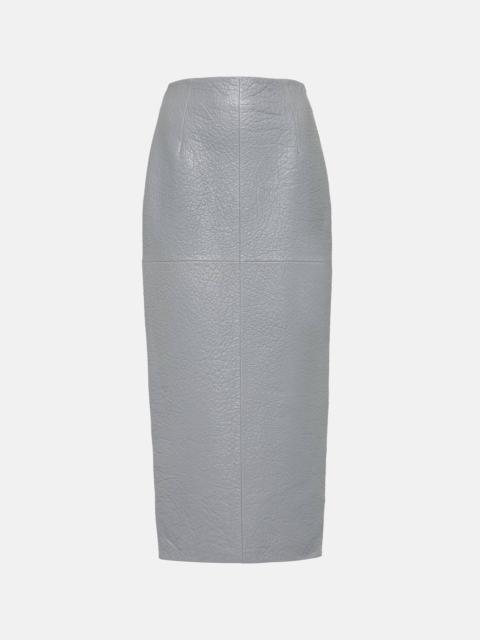 High-rise leather pencil skirt