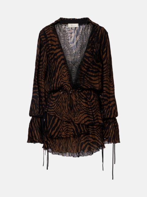 Zebra-print chiffon mini dress