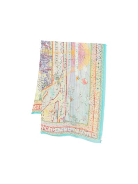 New Forte Dei Marmi fringed printed scarf