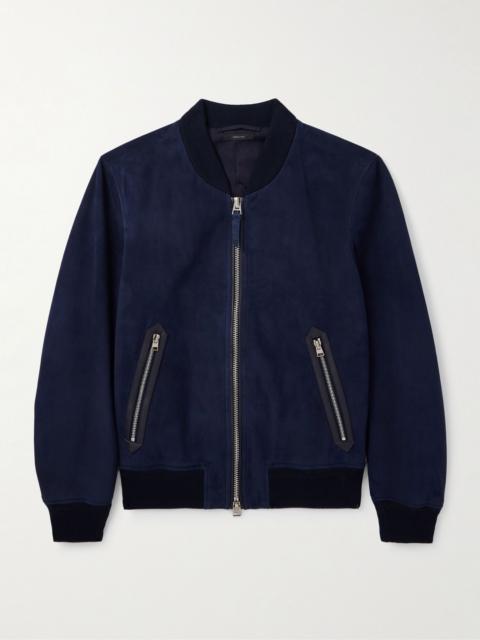 Suede Bomber Jacket Indigo