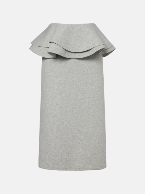 Ruffled cotton-blend midi skirt