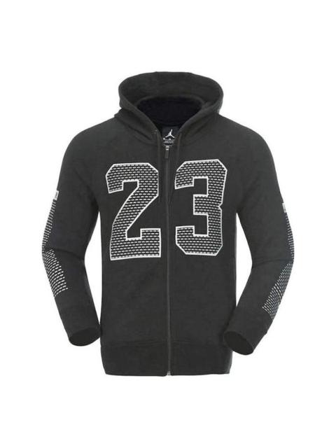 Men's Air Jordan Numeric Printing Zipper Sports Jacket Black 872855-010