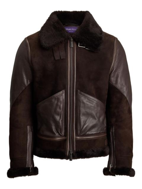 shearling-collar biker jacket