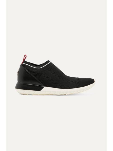 Giroflee Leather-paneled Stretch-knit Slip-on Sneakers