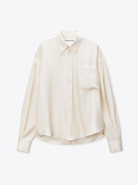 Ivory Silk Slashed Sleeve Shirt