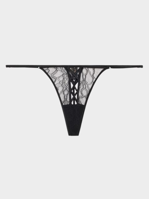 Precieuse Low-Rise Lace & Charmeuse G-String