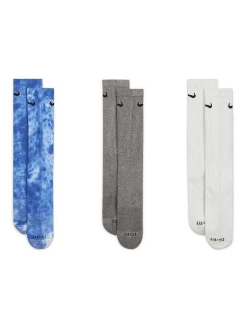 Nike Everyday Plus Cushioned Crew Socks (3-Pack) 'Blue Grey White' FB9948-902