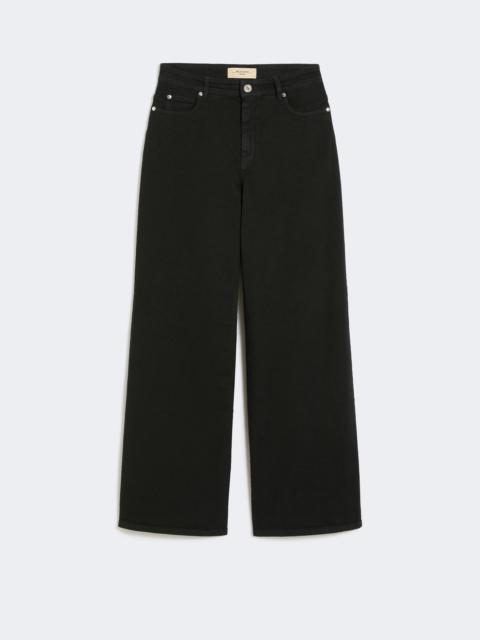 Cotton drill wide-leg trousers - BLACK