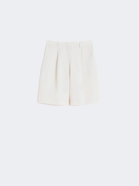 Cotton and linen canvas Bermuda shorts - ECRU
