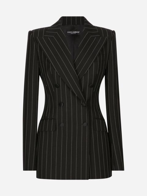 Double-breasted pinstripe wool Turlington jacket