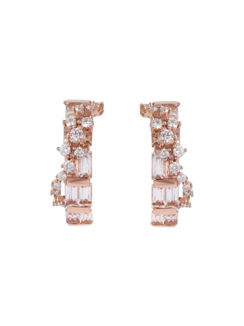 Diamond Scatter Baguette Hoop Earrings