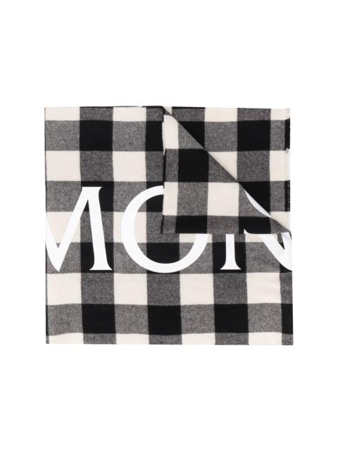 logo print checked scarf