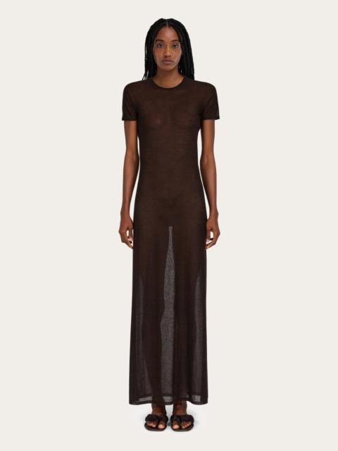 Straight cut silk and cashmere dress