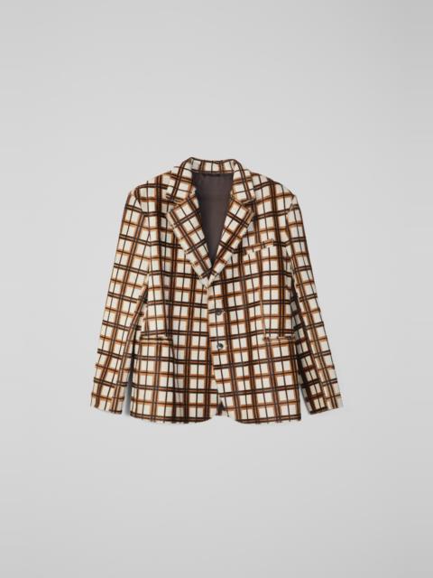 Cream-brown tartan hair-on-leather blazer