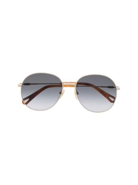 logo-engraved pilot-frame sunglasses
