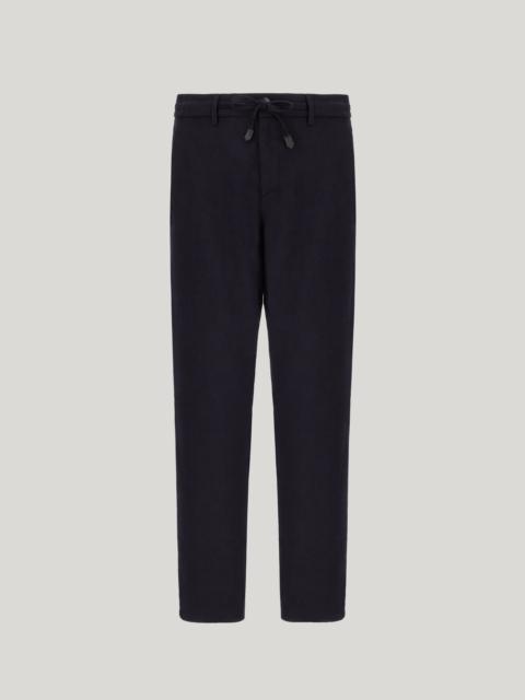 NAVY BLUE DRAWSTRING CHINOS IN IMPECCABILE WOOL FLANNEL