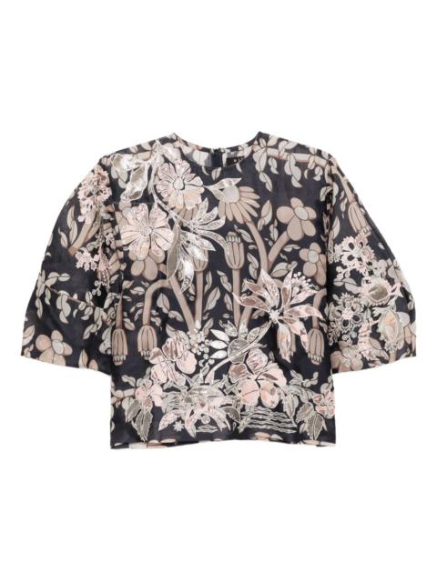 floral-print blouse