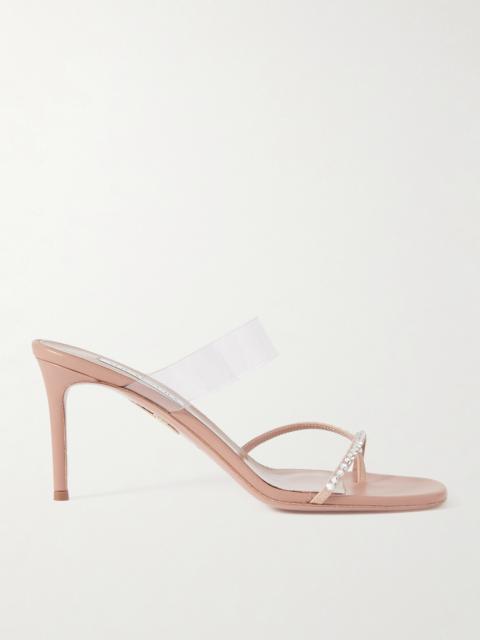 Movie 75 Pvc-trimmed Crystal-embellished Suede Mules