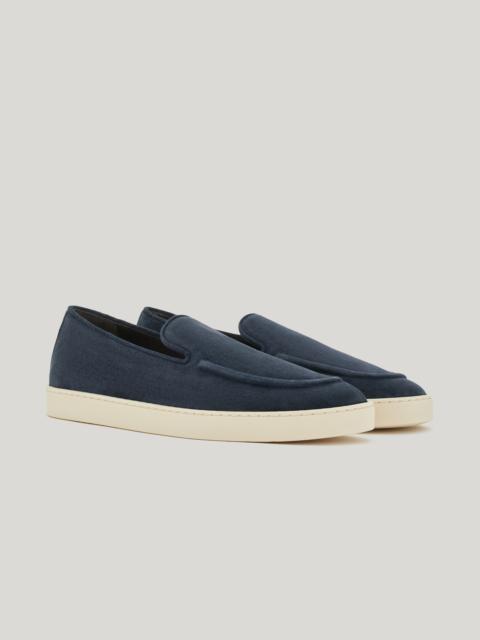 NAVY BLUE SUEDE LOAFERS WITH RUBBER SOLE