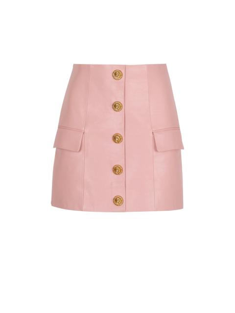 Short lambskin skirt with buttons