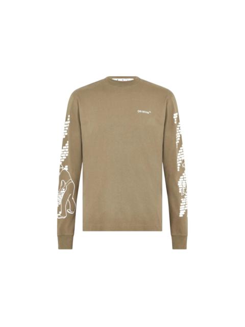 OFF-WHITE Bricks Logo Long Sleeve Skate Fit Army T-Shirt Green