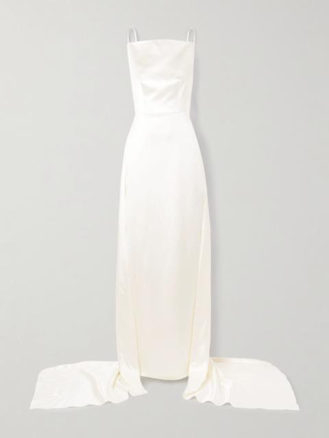 Emerson silk and wool-blend satin gown Off-white