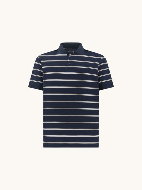 DOUBLE MERCERISED COTTON JERSEY POLO WITH STRIPED PATTERN