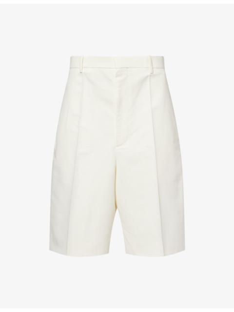 Pleated Wide-Leg Cotton And Silk Shorts