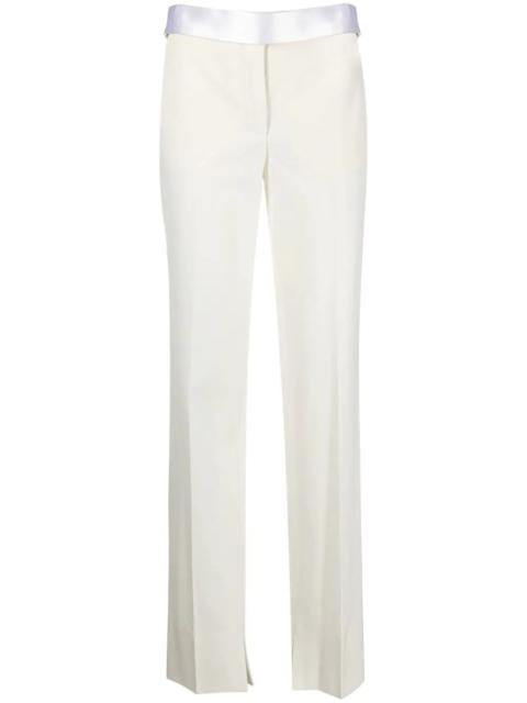 satin-waistband detail trousers
