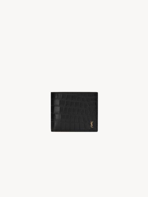 TINY CASSANDRE EAST/WEST WALLET IN CROCODILE-EMBOSSED MATTE LEATHER