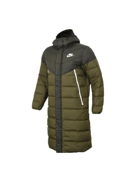 Nike Logo Puffer Hooded Coat 'Olive Green' AA8854-355