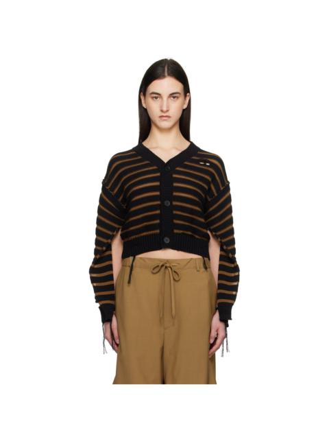 Black & Brown V-Neck Cardigan