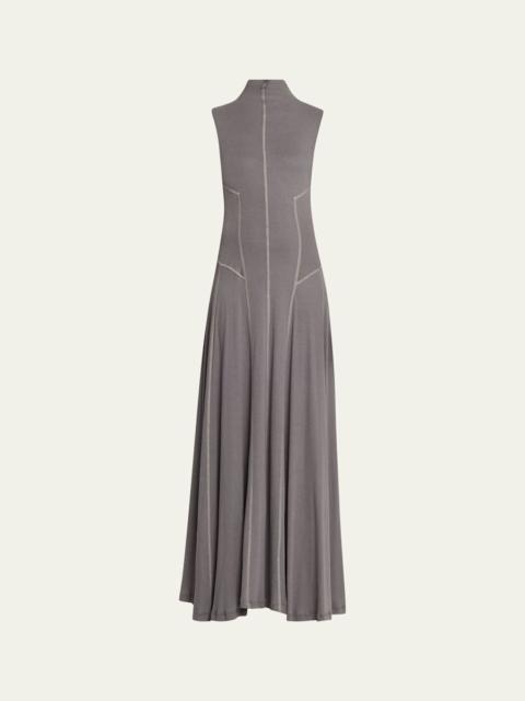 High-Neck Rib-Knit Gown