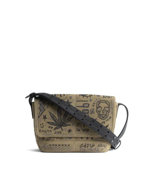 printed canvas cross body bag