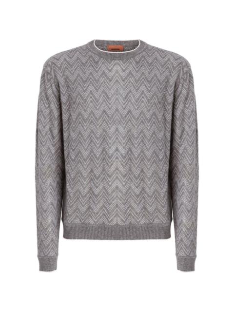 zigzag-pattern crew-neck sweater