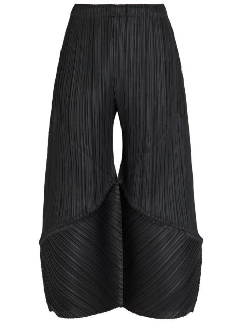 Pleats Please Issey Miyake Pleated Wide-leg Cropped Woven Trousers