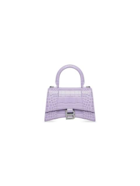 Women's Hourglass Xs Handbag Crocodile Embossed  in Lilac