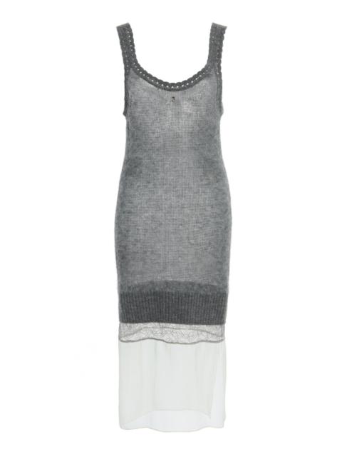 Multi Layer Knit Slip Wool Blend Dress grey