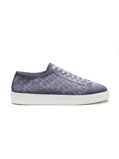 Men's light blue woven suede sneaker