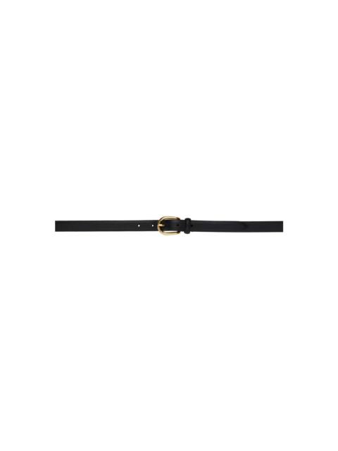 Black Skinny Soft Grained Calf Leather Belt