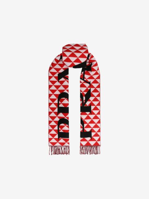geometric-pattern fringed scarf