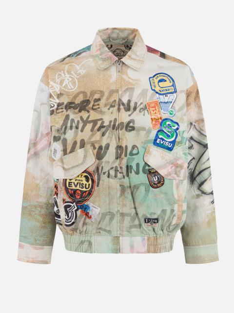 Graffiti Allover Print Boxy Zip Up Jacket