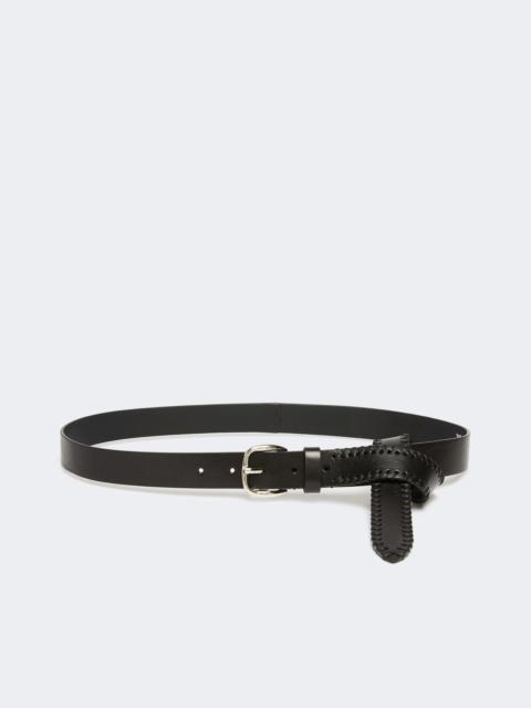 Leather belt with tip - BLACK