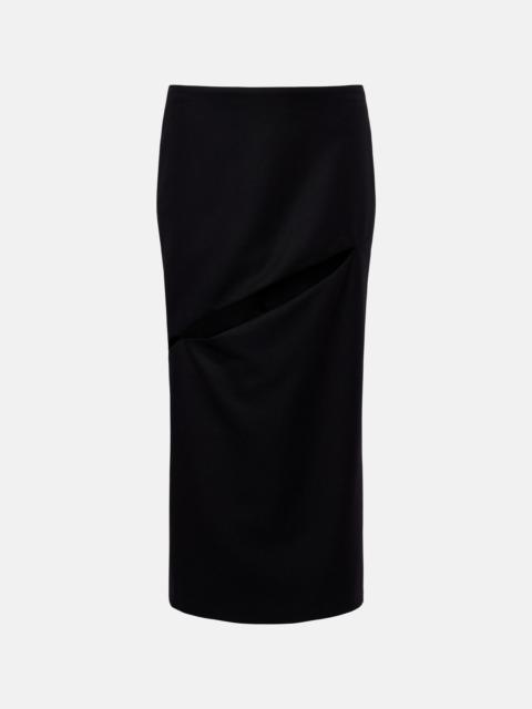 Cutout wool and mohair midi skirt