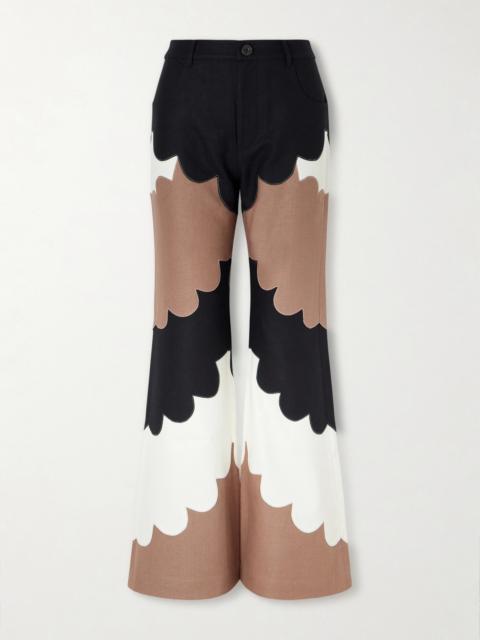 Bunny Cedar Patchworked Silk Flared Pants