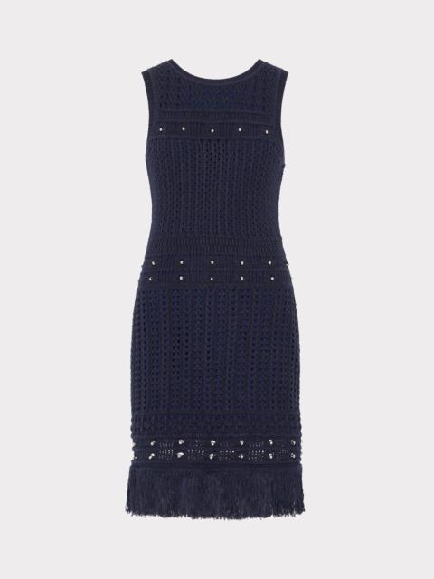 Beaded Fringe Knit Shell Dress